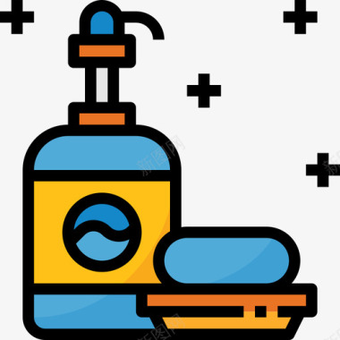 肥皂清洁20线性颜色图标图标