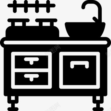 厨房家具家用3实心图标图标