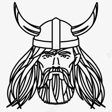 北欧海盗胡子头盔图标图标