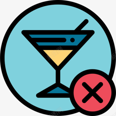 不喝酒健康的生活方式10线性颜色图标图标