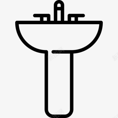 水槽水管工工具和元件线性图标图标
