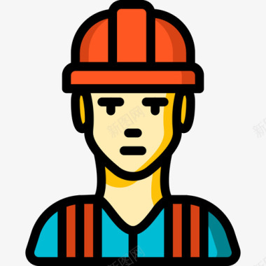 建筑工人专业6线条颜色图标图标