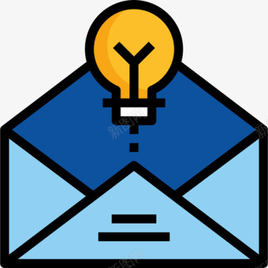 电子邮件平面服务线性颜色图标图标