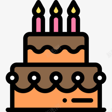 生日蛋糕38岁生日线性颜色图标图标