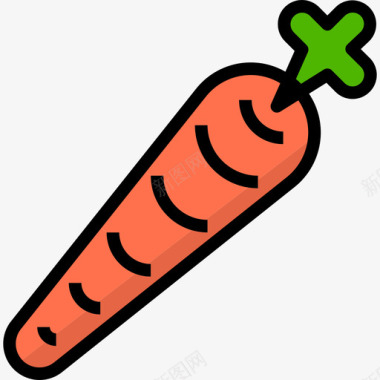 胡萝卜水果和蔬菜9线形颜色图标图标