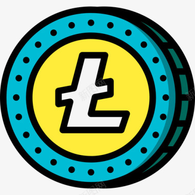 莱特币加密货币3线性颜色图标图标