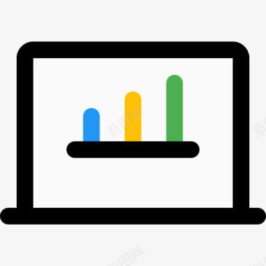 笔记本电脑商务和金融32线性颜色图标图标