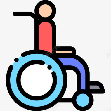 残疾人床上早餐2线性颜色图标图标