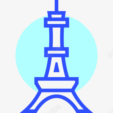 埃菲尔铁塔旅游57线性颜色图标图标