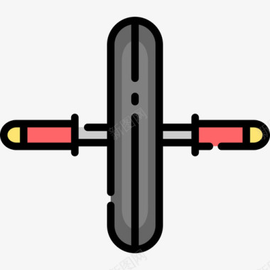 滚轮健身房3线性颜色图标图标