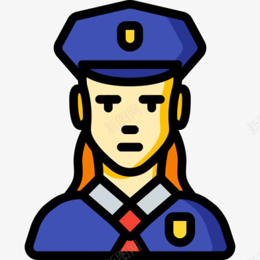 女警察职业6直系肤色图标图标