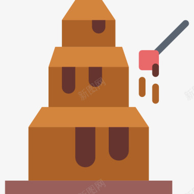 巧克力喷泉甜点和糖果2扁平图标图标