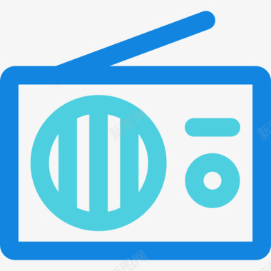 收音机3号工具线性蓝色图标图标