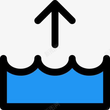 洪水104号天气线性颜色图标图标