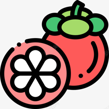 芒果水果和蔬菜6线形颜色图标图标
