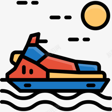 摩托艇暑假2线性颜色图标图标