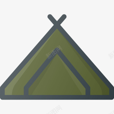 帐篷野营徒步旅行线性颜色图标图标
