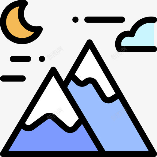 山冒险7线性颜色图标svg_新图网 https://ixintu.com 冒险7 山 线性颜色