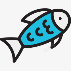 鱼类市场鱼类超级市场9线色图标高清图片