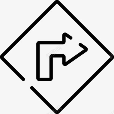 右转8号交通标志直线图标图标