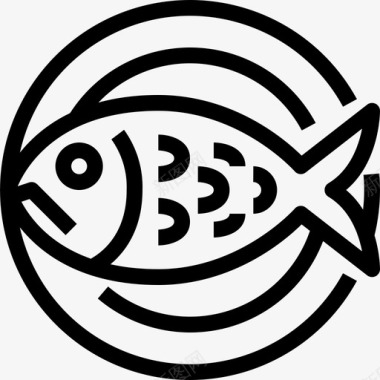 鱼食物和饮料13线性图标图标