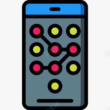 智能手机数据安全10线性颜色图标图标