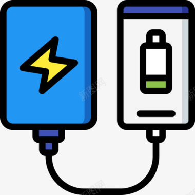 充电器电源和能量5线性颜色图标图标