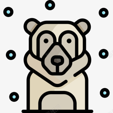北极熊北极8线形颜色图标图标