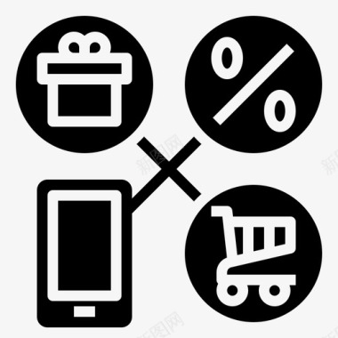 网上购物电子商务显示器图标图标