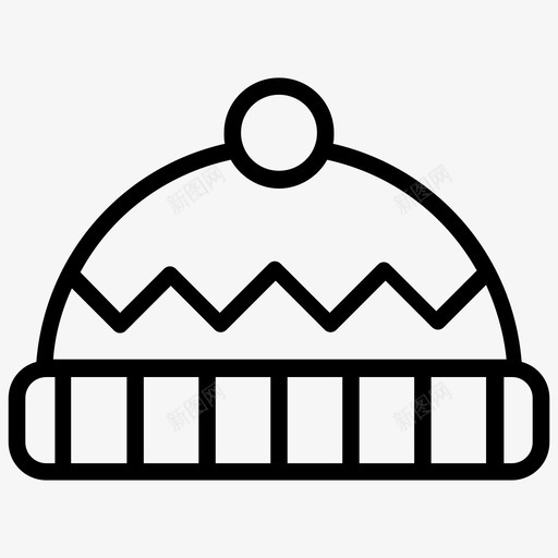 波波帽子比尼服装图标svg_新图网 https://ixintu.com 冬季帽子 新年快乐线图标 时尚 服装 比尼 波波帽子 针织帽