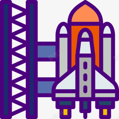 火箭太空64线性颜色图标图标