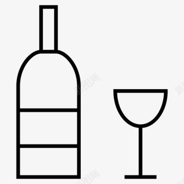 葡萄酒酒瓶玻璃杯图标图标