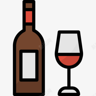 葡萄酒食物70线性颜色图标图标