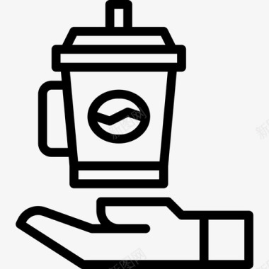 热咖啡41号咖啡厅直线型图标图标