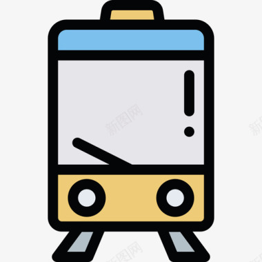 火车旅行204线性颜色图标图标