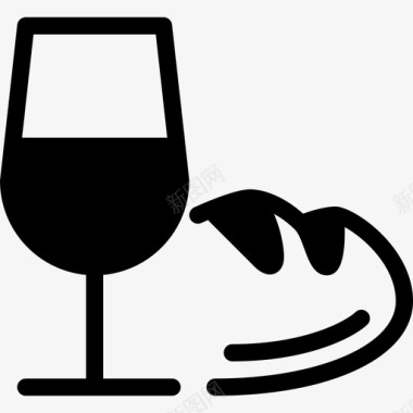 面包和葡萄酒饮料复活节图标图标