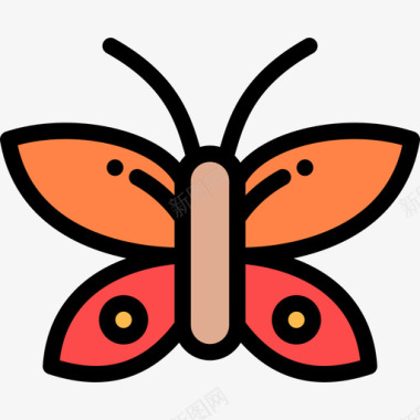 蝴蝶野生动物16线形颜色图标图标