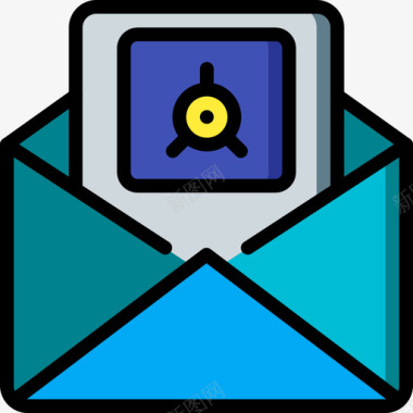 电子邮件数据安全10线颜色图标图标