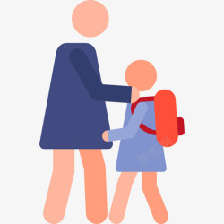 的母女母女俩返校的象形图色彩图标高清图片