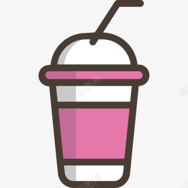 冰沙蛋糕和面包店线性颜色图标图标