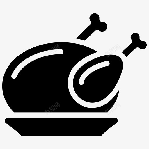 鸡肉烤鸡食物字形标图标svg_新图网 https://ixintu.com 烤鸡 食物字形矢量图标 鸡肉