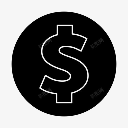 美元硬币货币图标svg_新图网 https://ixintu.com 办公业务字形 已赚 支出 收入 硬币 美元 货币