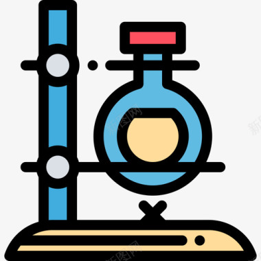 烧瓶医疗器械9线性颜色图标图标
