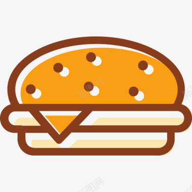 汉堡蛋糕和面包店3线性颜色图标图标