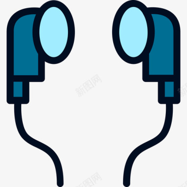 耳机小工具和设备线性颜色图标图标