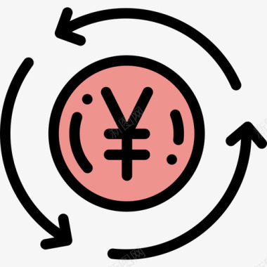 日元金融50元直线颜色图标图标