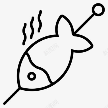 烤鱼炸鱼烤肉串图标图标