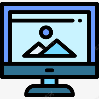 桌面计算机组件4线颜色图标图标