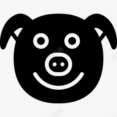 猪表情符号14填充图标图标