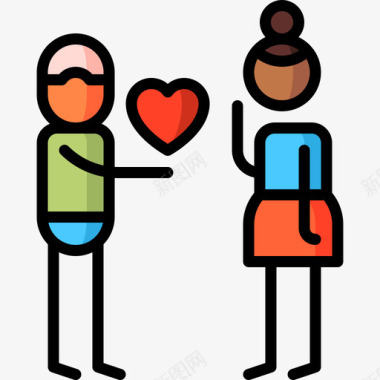 爱情人际关系和情感2线性色彩图标图标